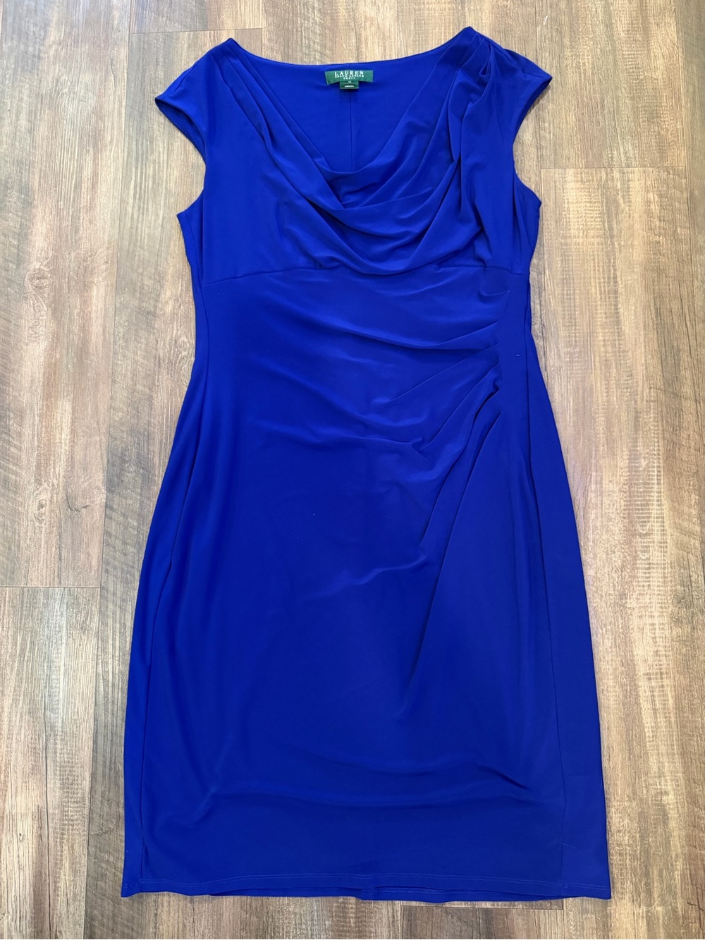 Ralph Lauren Royal Blue Cowl Neck Midi Dress